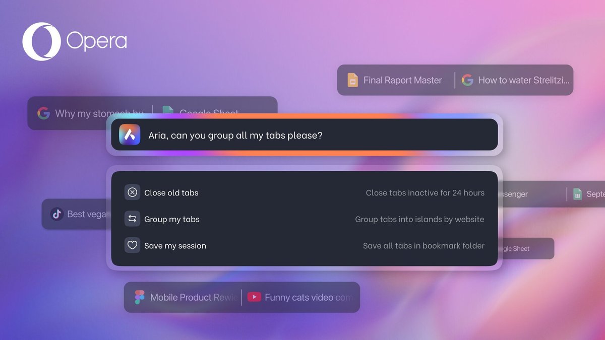 Новые функция в Opera: вкладками можно управлять с помощью ИИ